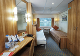 Beispiel einer 2-Bett-Kabine auf dem Mitteldeck