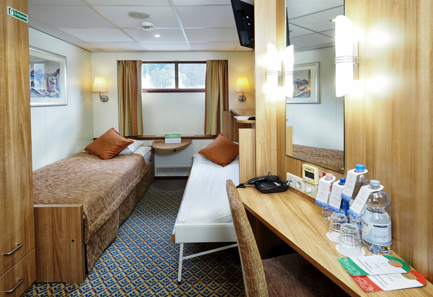 Beispiel einer 2-Bett-Kabine auf dem Hauptdeck