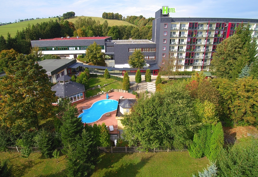 Luftansicht vom Aparthotel Am Rennsteig