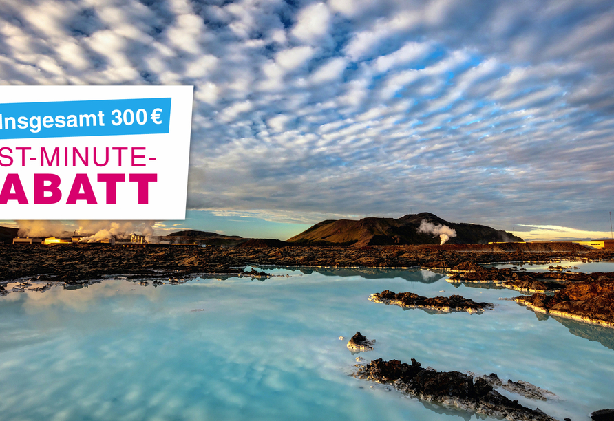 Die Blaue Lagune finden Sie in der Nähe von Reykjavík in Island.