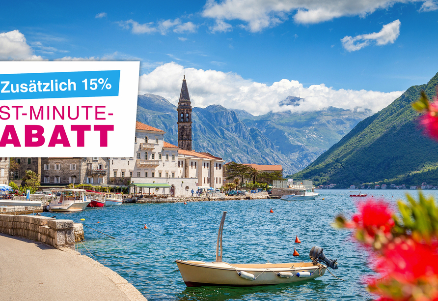 Freuen Sie sich auf die historische Stadt Perast inmitten der Bucht von Kotor und viele weitere Highlights!