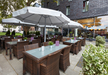Terrasse vom Four Points Flex by Sheraton Koblenz