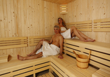 Angenehme Wärme und Wohlbefinden erwarten Sie in der Sauna.