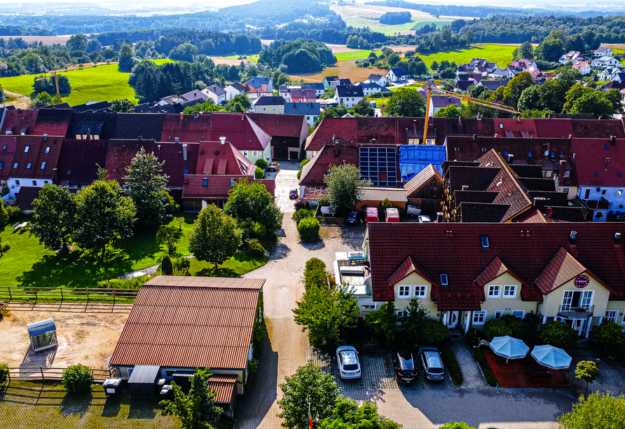 Die idyllische Anlage aus der Vogelperspektive