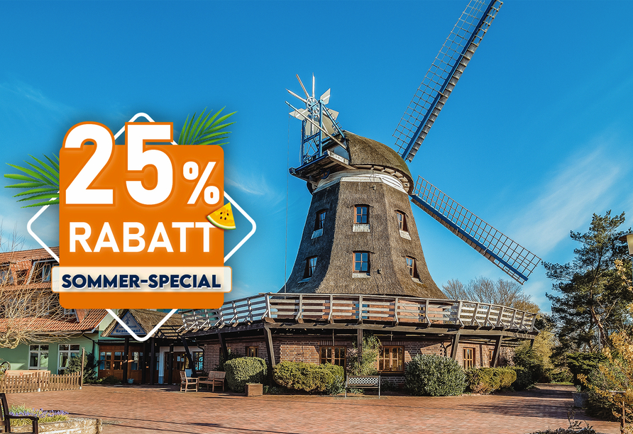 Das Highlight Ihres Hotels: Die liebevoll restaurierte Windmühle aus dem Jahre 1874.