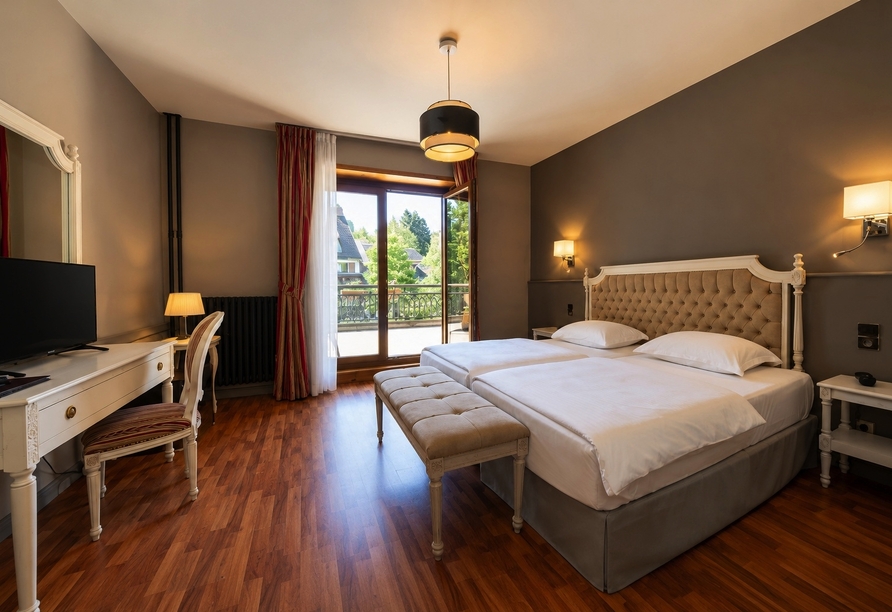 Beispiel eines Doppelzimmers Komfort mit Balkon im Hotel du Parc Wellness & Beauty