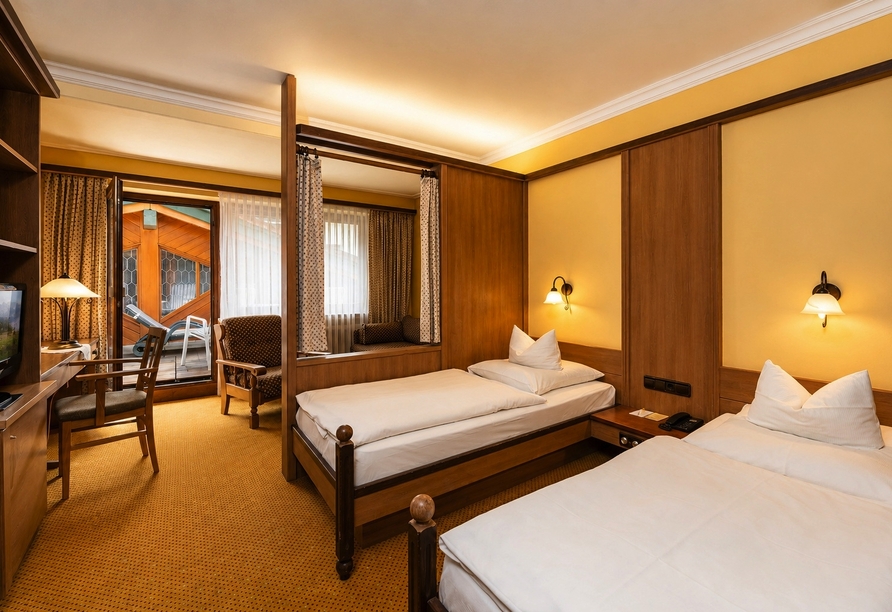 Beispiel eines Doppelzimmers mit Zustellbett
