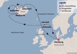 Ihre Reiseroute am 16.05., 07.06., 02.07. und 20.08.27 für 11 Nächte