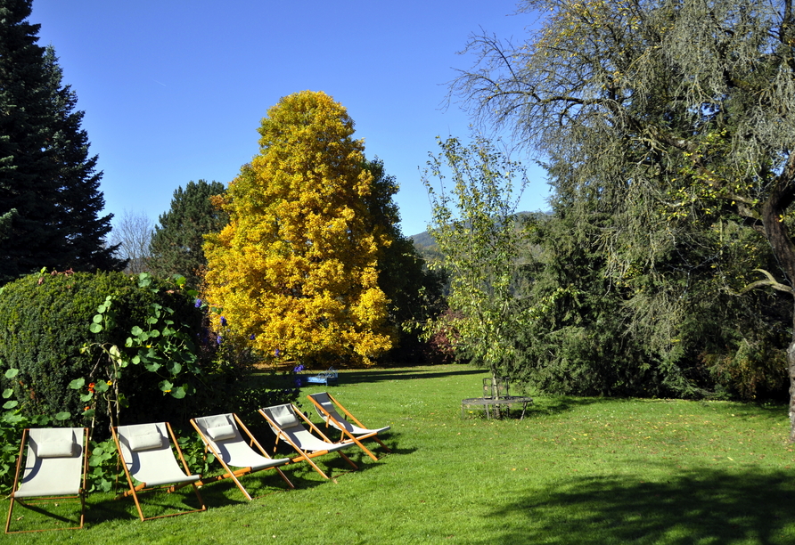 Entspannen Sie sich im großzügigen Hotelgarten!