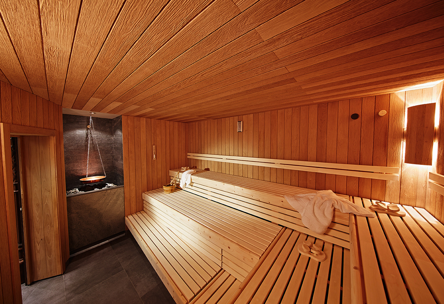 Entspannen Sie sich nach langen Tagen in der Sauna.