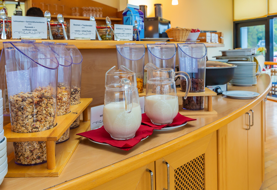 Freuen Sie sich auf eine große Auswahl am Frühstücksbuffet.