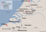 Ihre Reiseroute von Brügge nach Amsterdam