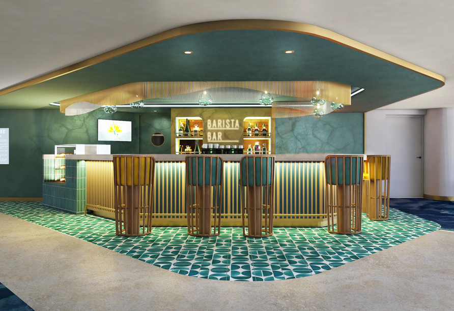 Barista Bar im Atrium der Mein Schiff Flow