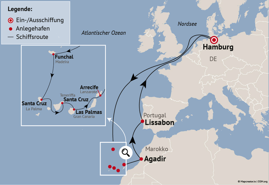 Ihre Reiseroute
