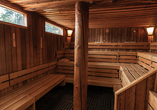 Die Outdoor Felsensauna des Hotels.