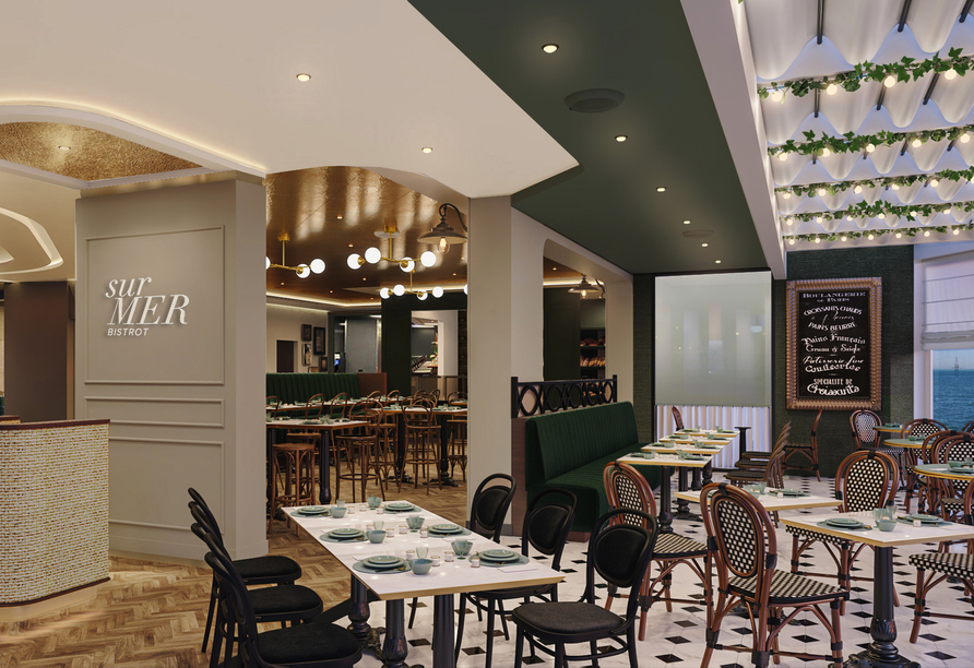 Das Restaurant sur Mer an Bord der Mein Schiff Flow