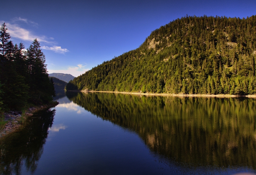 Der Salza-Stausee lädt mit seiner beeindruckenden Naturkulisse zum Verweilen ein.