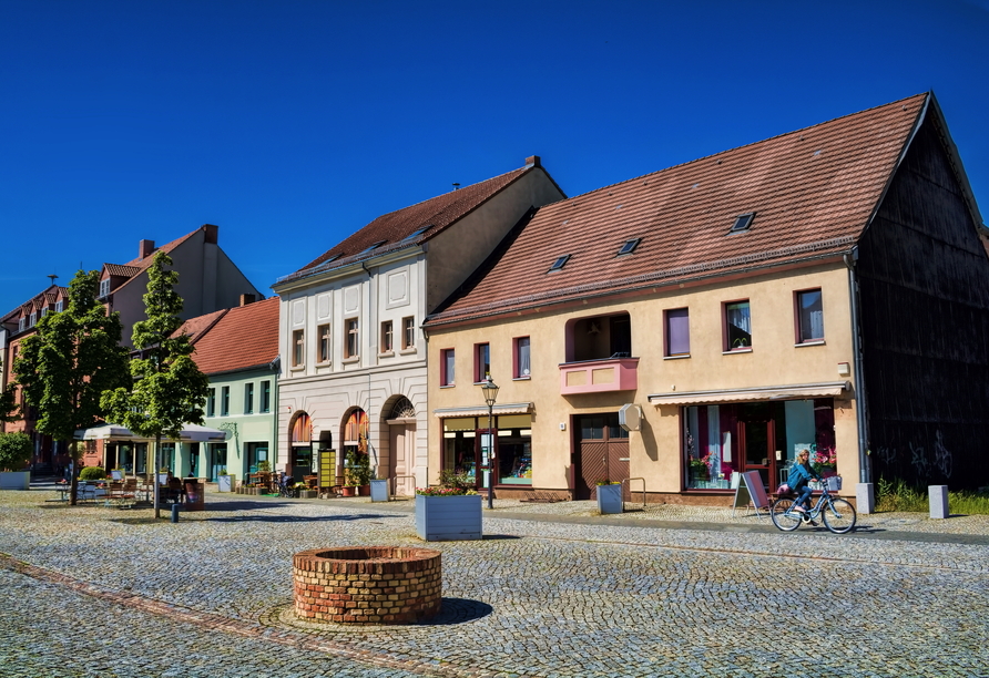 Das historische Stadtzentrum von Zossen lädt zum Bummeln ein.