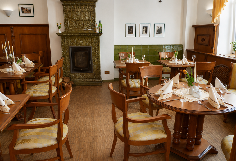Im Restaurant im Hotel Goldner Loewe werden Sie kulinarisch verwöhnt.