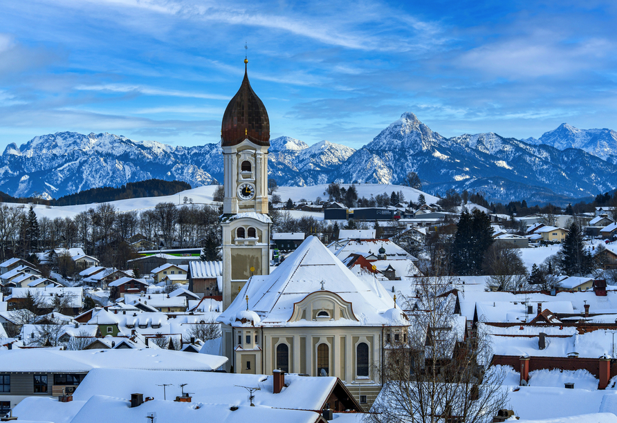 Blick auf Ihren Urlaubsort Nesselwang im Winter