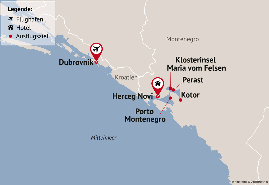 Reisezielkarte