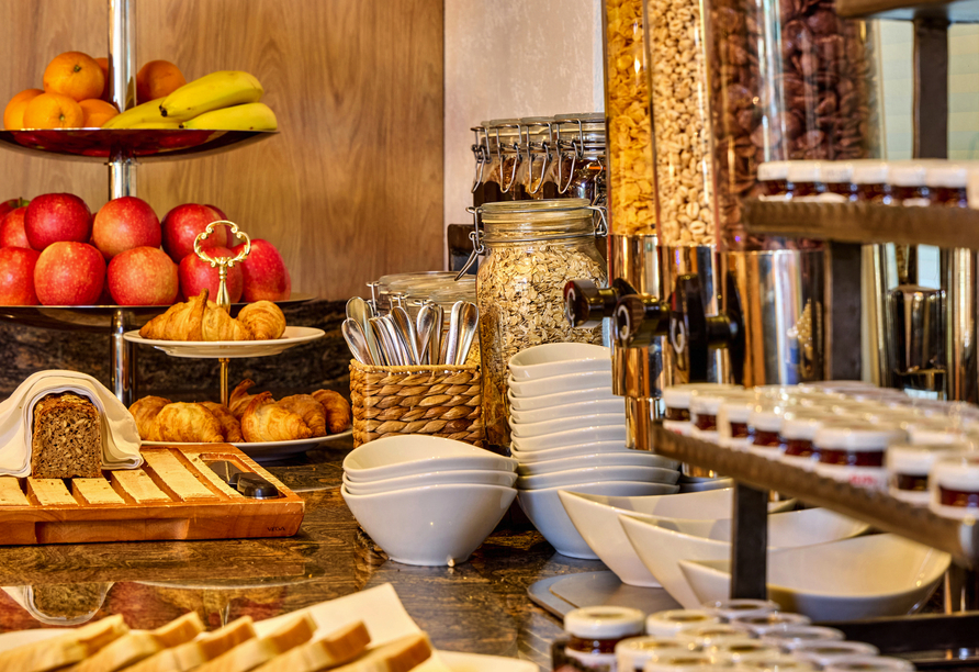Das Frühstücksbuffet lässt keine Wünsche offen.