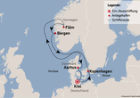 Ihre Reiseroute am 30.04.27 (am 07.05.27 Måløy statt Aarhus)
