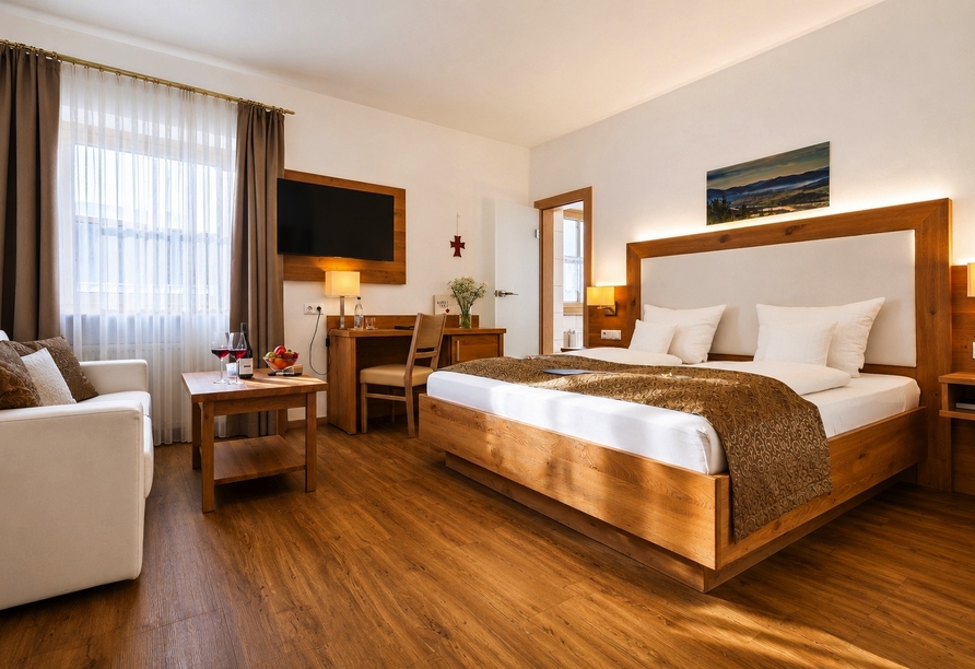 Beispielbild eines Doppelzimmers mit Zustellbett