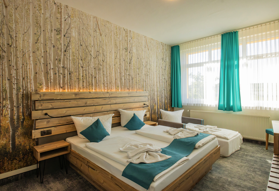 Beispielbild eines Doppelzimmers mit Zustellbett