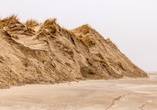 Die winterliche Dünenlandschaft auf Borkum lädt zu ausgedehnten Spaziergängen ein.