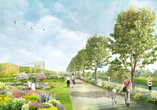 Illustration der Promenade im Zukunftsgarten Gelsenkirchen