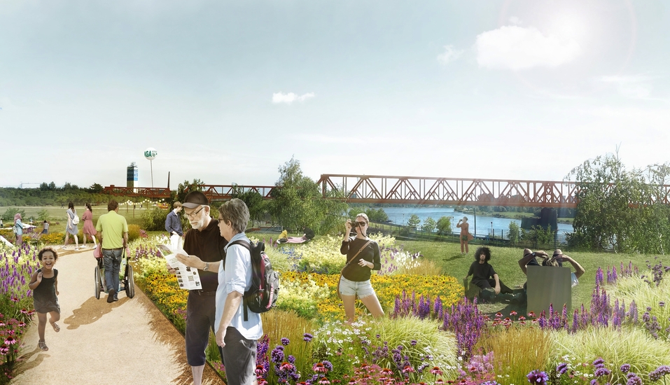 Illustration Rheinsicht im Zukunftsgarten Duisburg | KI generiert