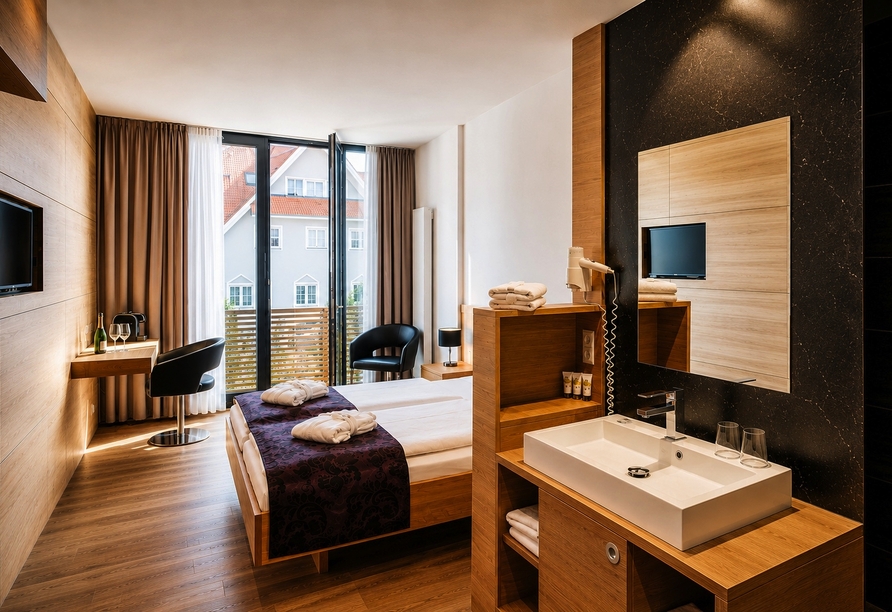 Beispiel eines Doppelzimmers Komfort mit seitlichem Seeblick