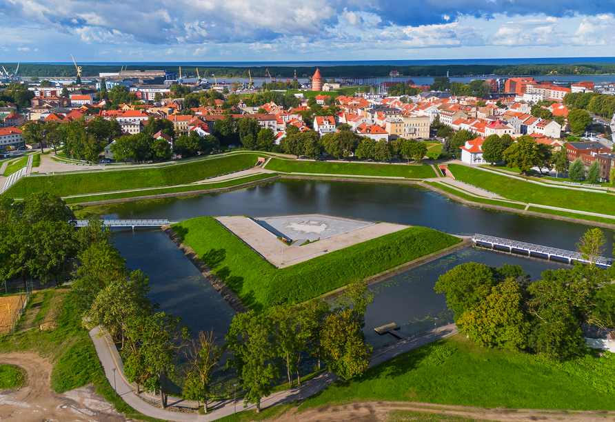 Blick über Klaipėda mit der historischen Burganlage