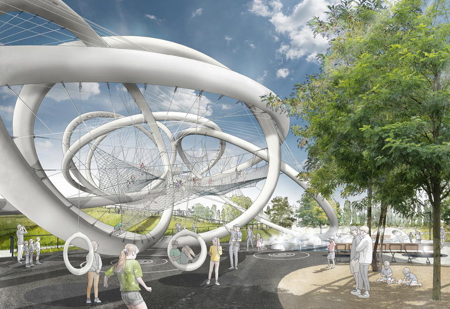 Illustration des Zukunftsgartens Dortmund | KI generiert