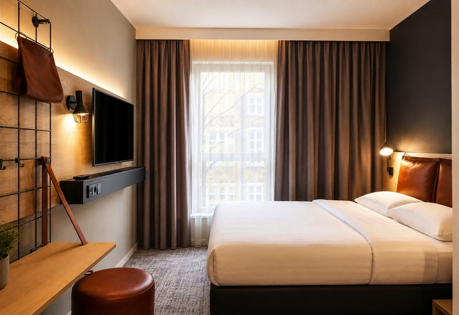 Beispiel eines Doppelzimmers „Moxy Sleeper Queen“