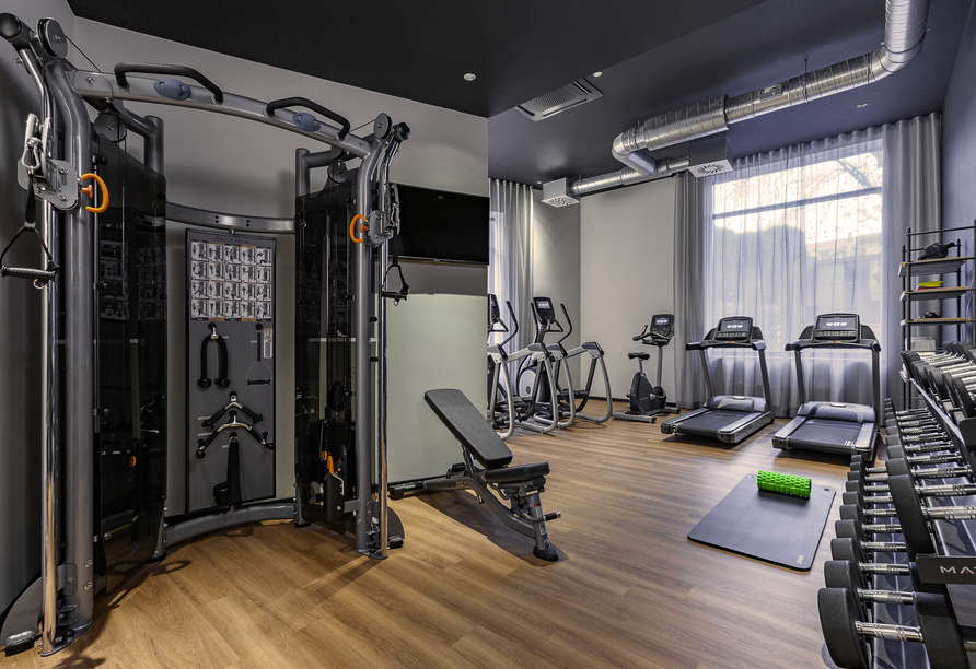 Trainieren Sie im modernen Fitnessbereich des Moxy Essen City.