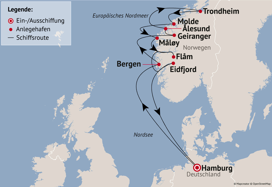 Ihre Reiseroute am 09.05.27 (am Reisetermin 30.05.27 Stavanger anstelle von Eidfjord)
