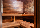 Die Sauna sorgt für wohltuende Wärme und entspannte Wohlfühlmomente.