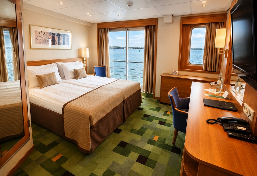 Beispiel einer Juniorsuite auf dem Oberdeck | KI bearbeitet