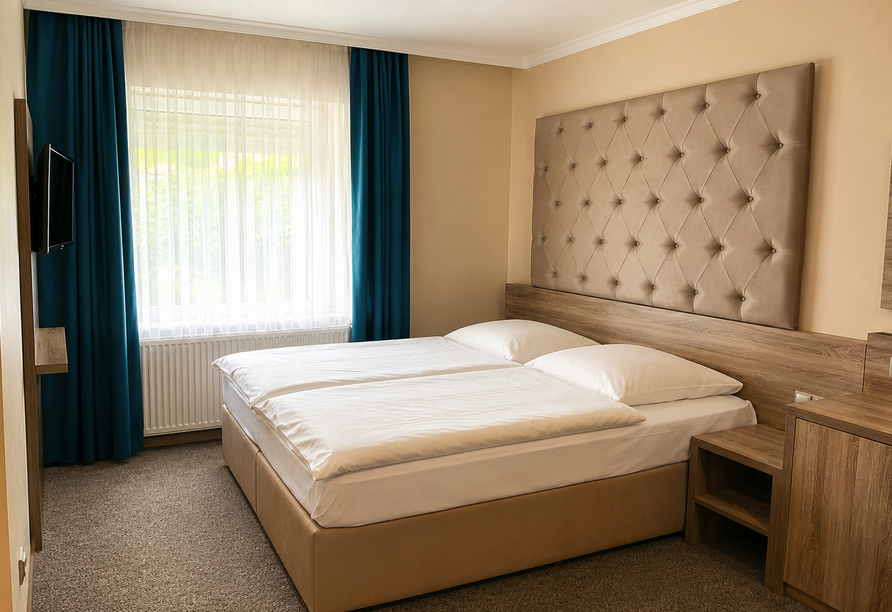 Beispiel eines Doppelzimmers im Hotel zur Riede in Delmenhorst | KI bearbeitet