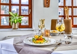 Köstliche Gerichte aus dem Restaurant sorgen für genussvolle Momente während Ihres Aufenthalts.