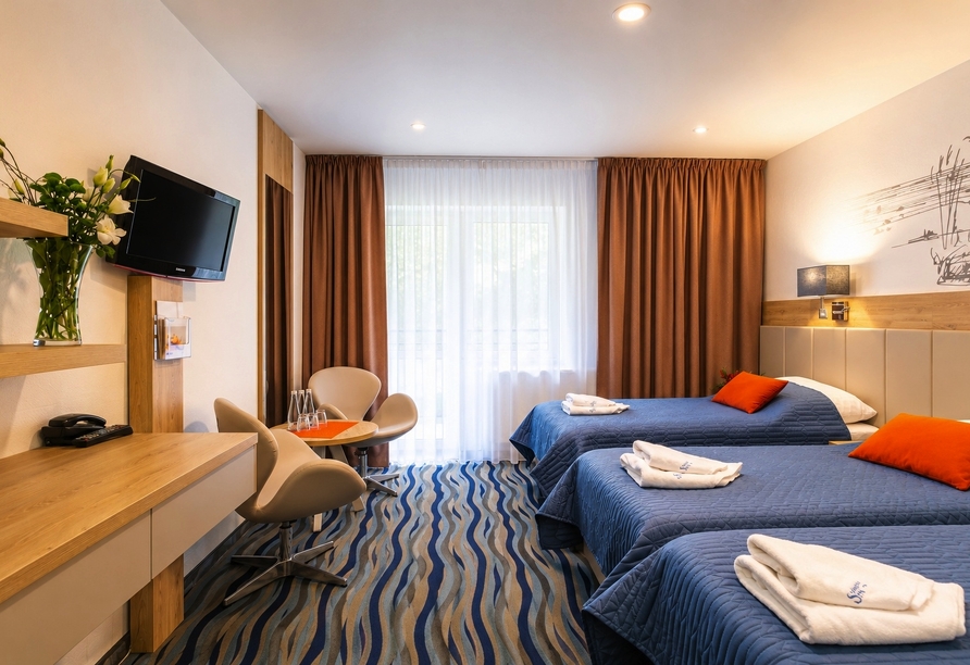 Beispielbild eines Doppelzimmers mit Zustellbett | KI bearbeitet