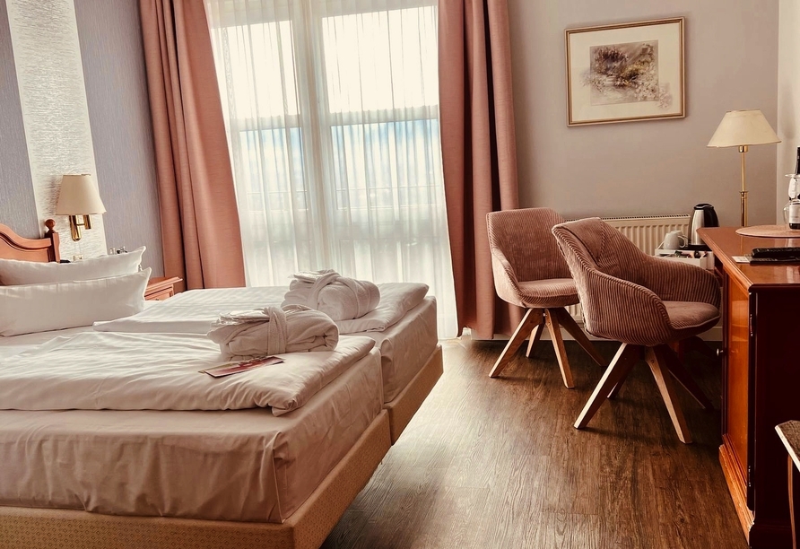 Beispiel eines Doppelzimmers Waldblick im Residenz Hotel Bad Frankenhausen