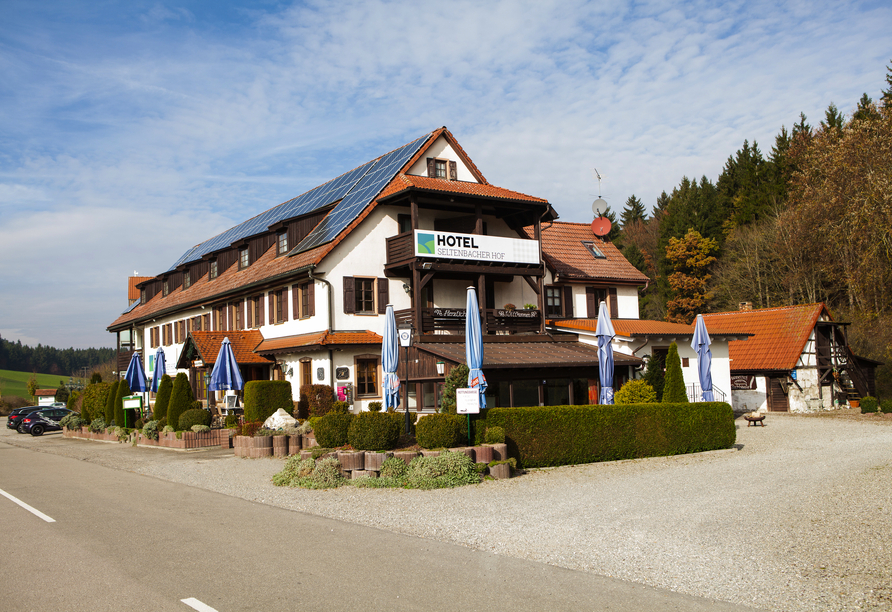 Der Hotel Seltenbacher Hof empfängt Sie in idyllischer Umgebung und bietet einen angenehmen Ausgangspunkt für Ihre Entdeckungen.