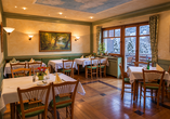 Das Restaurant bietet den passenden Rahmen für genussvolle Stunden in gemütlicher Atmosphäre.