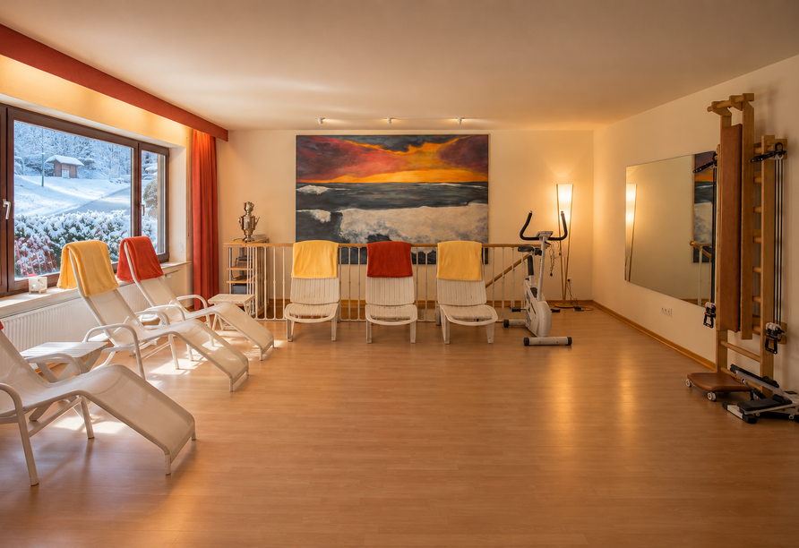 Der Ruheraum lädt dazu ein, nach wohltuenden Wellnessmomenten vollkommen zu entspannen.