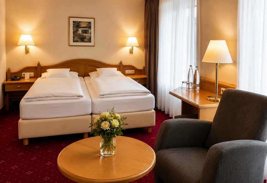 Beispielbild eines Doppelzimmers Business Haupthaus | KI bearbeitet