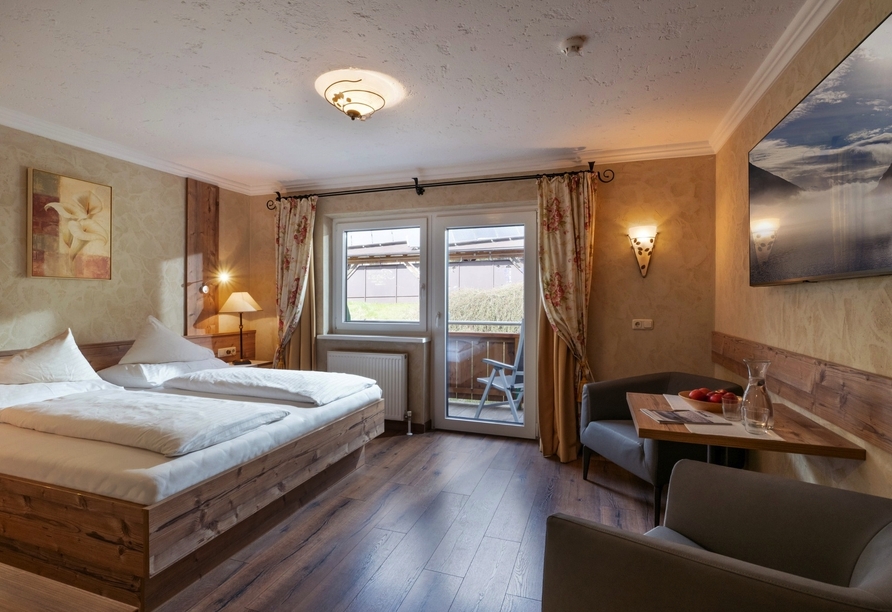 Beispiel eines Doppelzimmers mit Balkon oder Terrasse | KI bearbeitet