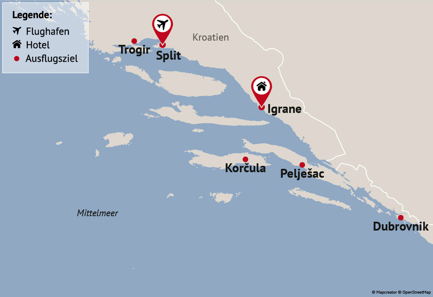 Reisezielkarte